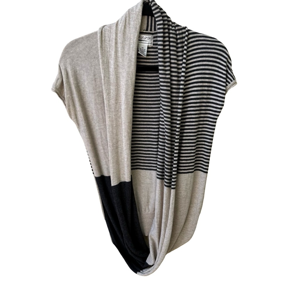 MSSP Max Studio Minimalist Layering Lagenlook Striped Draped Infinity Sweater XS